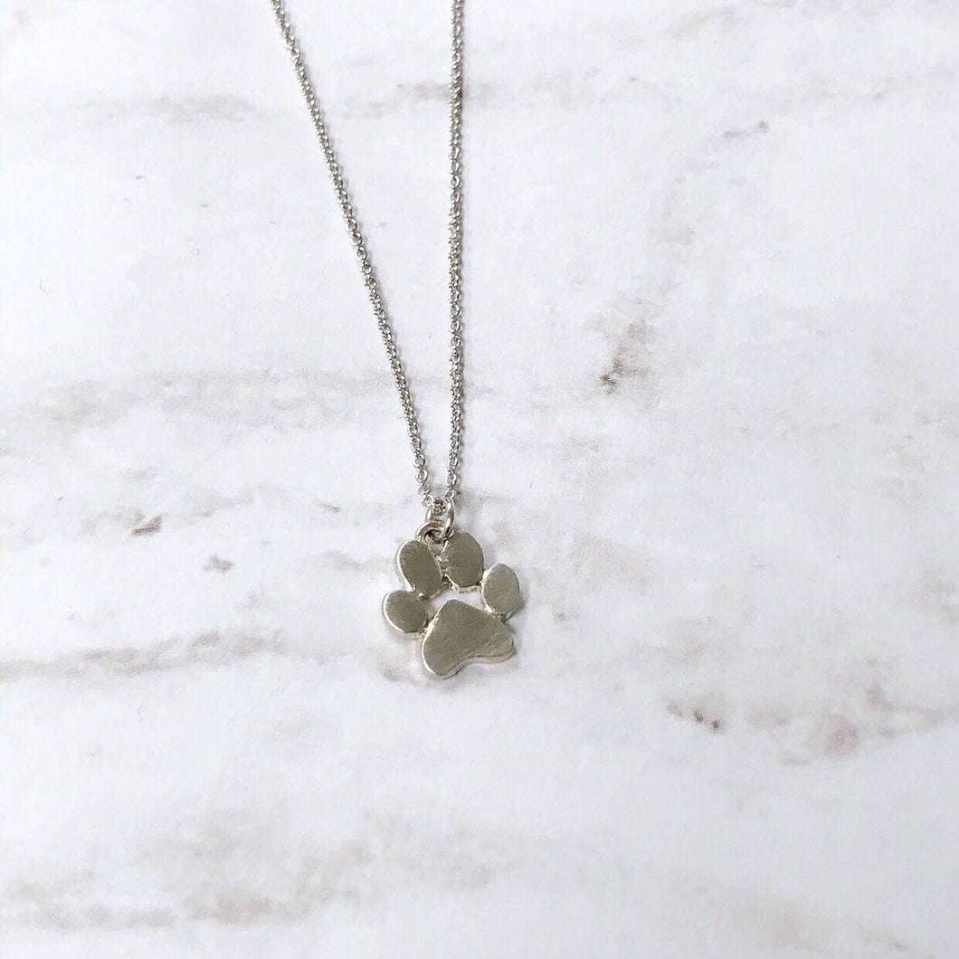Paw Print Necklaces: Silver
