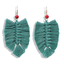 Load image into Gallery viewer, Bohemian Macrame Feather Earrings
