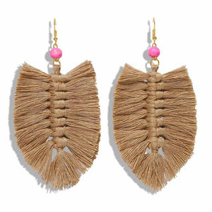 Bohemian Macrame Feather Earrings