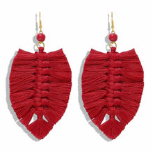 Load image into Gallery viewer, Bohemian Macrame Feather Earrings
