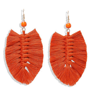 Bohemian Macrame Feather Earrings