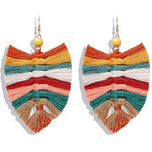 Load image into Gallery viewer, Bohemian Macrame Feather Earrings
