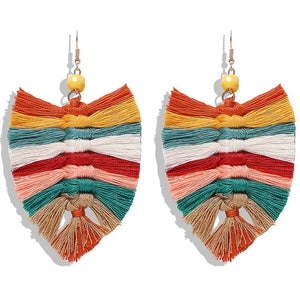 Bohemian Macrame Feather Earrings