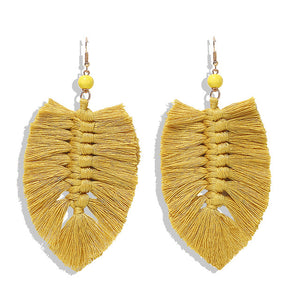 Bohemian Macrame Feather Earrings