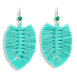 Bohemian Macrame Feather Earrings