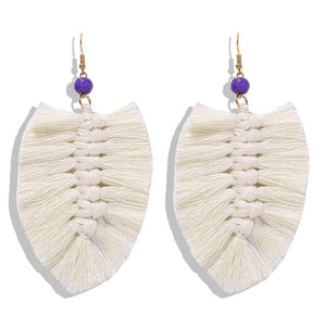 Bohemian Macrame Feather Earrings