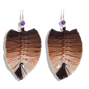 Bohemian Macrame Feather Earrings