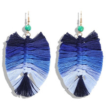 Load image into Gallery viewer, Bohemian Macrame Feather Earrings
