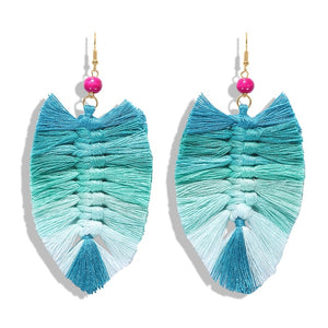 Bohemian Macrame Feather Earrings