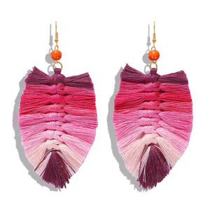 Bohemian Macrame Feather Earrings